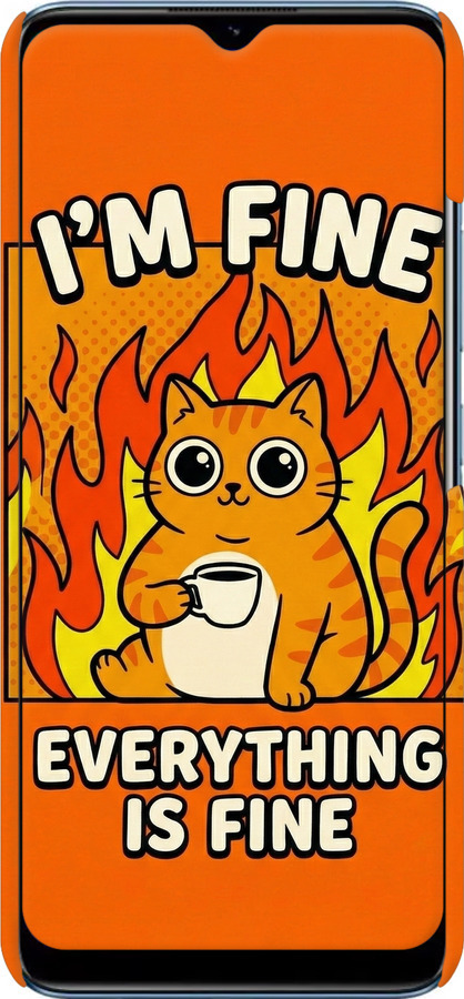 3D пластиковый матовый чехол Funny Cat для Realme C21 - 6786m-2321 изображение 