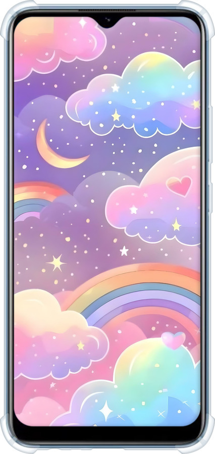 Силикон с усиленными углами чехол Облака и радуга для Realme C21 - 6312sp-2321 изображение 