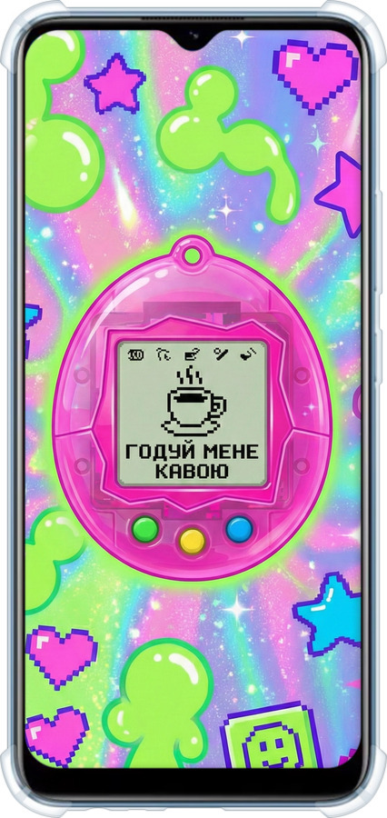 Силикон с усиленными углами чехол Y2K Aesthetic Retro Pet: Годуй мене кавою для Realme C21 - 6784sp-2321 изображение 