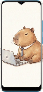 3D пластиковый матовый чехол Funny Capybara CEO Working для Realme C25Y - 6777m-2553 изображение 