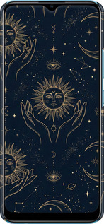 3D пластиковий матовий чехол Celestial Harmony: Sun & Moon Gold Mystic Pattern для Realme C21Y - 6778m-2472 изображение 