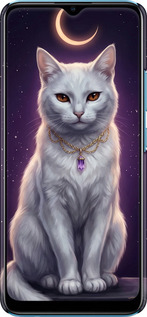 3D пластиковый матовый чехол Mystic White Cat Gothic Dark Purple Gold для Realme C25Y - 6805m-2553 изображение 