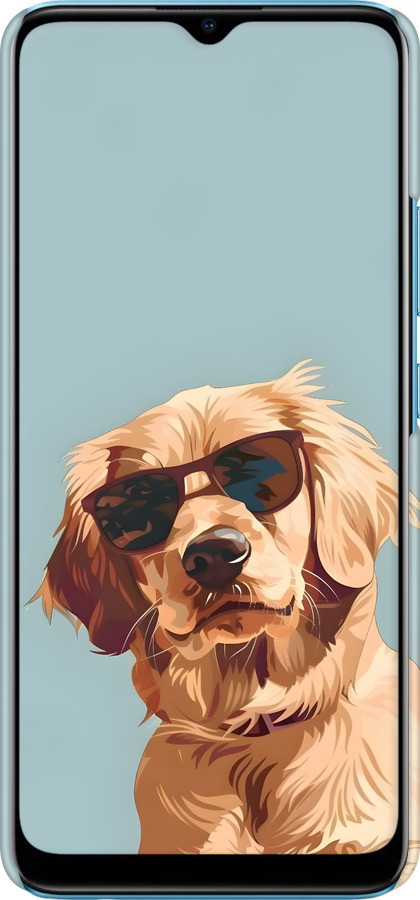 3D пластиковый матовый чехол Пес в очках для Realme C25Y - 6381m-2553 изображение 