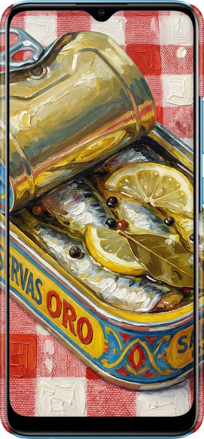 3D пластиковый матовый чехол Vintage Sardine Tin Phone для Realme C25Y - 6772m-2553 изображение 