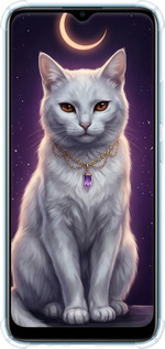 Силикон с усиленными углами чехол Mystic White Cat Gothic Dark Purple Gold для Realme C25Y - 6805sp-2553 изображение 