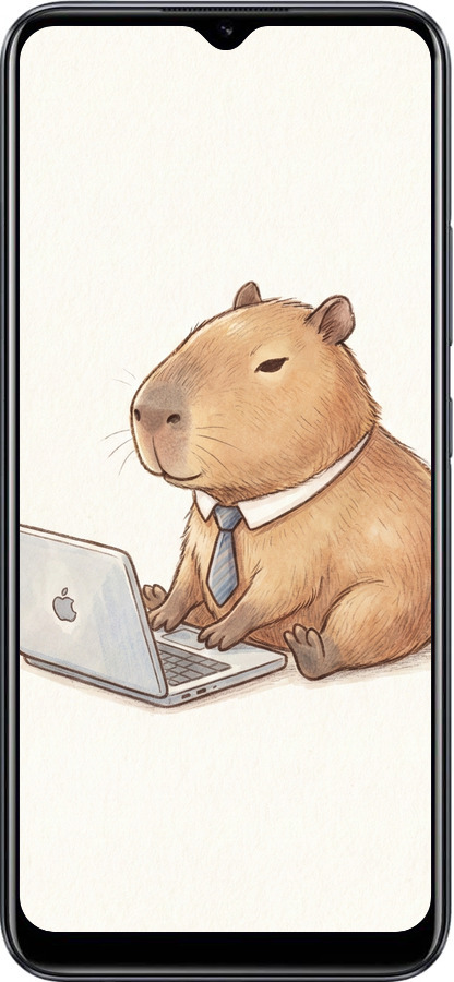 Силиконовый чехол Funny Capybara CEO Working для Realme C25 - 6777u-3613 изображение 