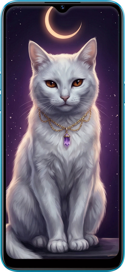 TPU чехол Mystic White Cat Gothic Dark Purple Gold для Realme C3 - 6805b-1889 изображение 