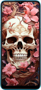 Силиконовый чехол Череп в розовых цветах для Realme C3 - 5965u-1889 изображение 