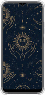 Силикон с усиленными углами чехол Celestial Harmony: Sun & Moon Gold Mystic Pattern для Realme C30 - 6778sp-2700 изображение 