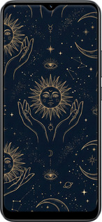 Силиконовый чехол Celestial Harmony: Sun & Moon Gold Mystic Pattern для Realme C30 - 6778u-2700 изображение 