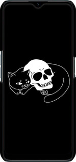 3D пластиковый матовый чехол С изображением кота и черепа для Realme C31 - 6491m-2593 изображение 
