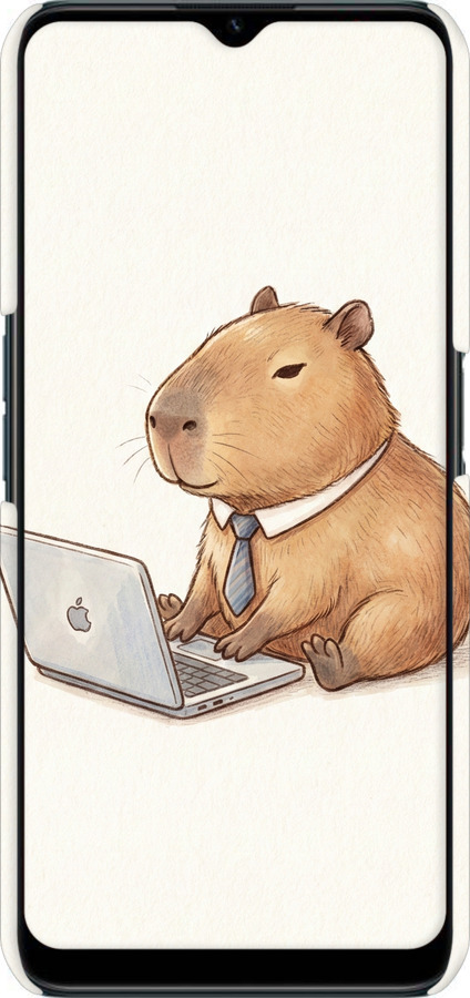 3D пластиковый матовый чехол Funny Capybara CEO Working для Realme C31 - 6777m-2593 изображение 