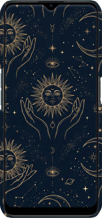3D пластиковый матовый чехол Celestial Harmony: Sun & Moon Gold Mystic Pattern для Realme C31 - 6778m-2593 изображение 