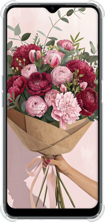 Силикон с усиленными углами чехол Пионы 1 для Realme C31 - 6705sp-2593 изображение 