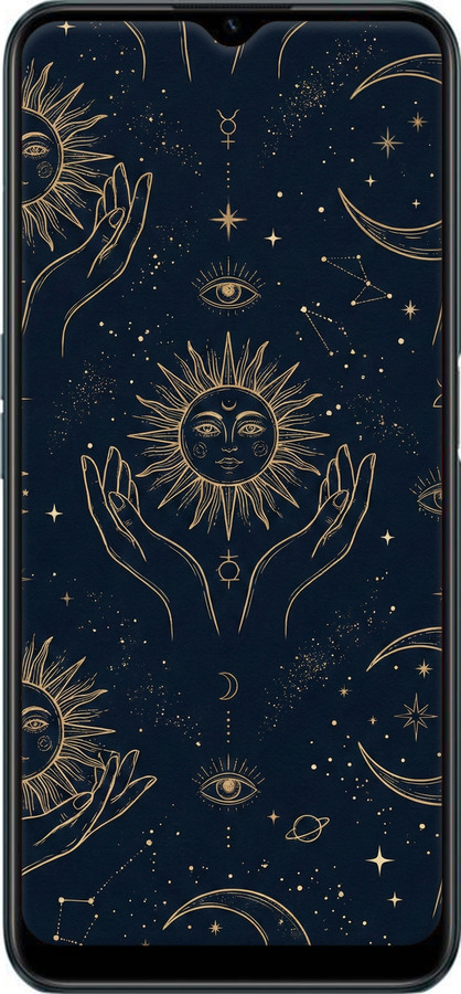 Силиконовый чехол Celestial Harmony: Sun & Moon Gold Mystic Pattern для Realme C31 - 6778u-2593 изображение 