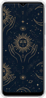 Силіконовий протиударний с посиленими кутами чехол Celestial Harmony: Sun & Moon Gold Mystic Pattern для Realme C33 - 6778sp-2870 изображение 