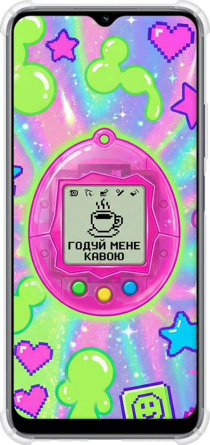 Силикон с усиленными углами чехол Y2K Aesthetic Retro Pet: Годуй мене кавою для Realme C33 - 6784sp-2870 изображение 