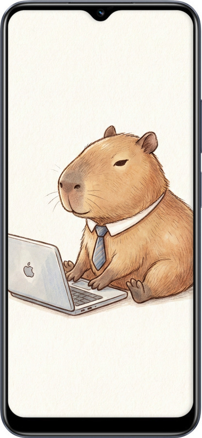 Силиконовый чехол Funny Capybara CEO Working для Realme C33 - 6777u-2870 изображение 