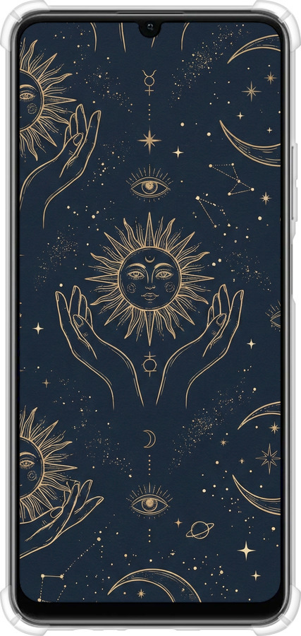 Силикон с усиленными углами чехол Celestial Harmony: Sun & Moon Gold Mystic Pattern для Realme Note 50 - 6778sp-3752 изображение 