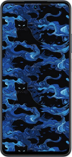 TPU чехол Абстрактный узор черных котов на синем фоне для Realme C55 - 6525b-2992 изображение 