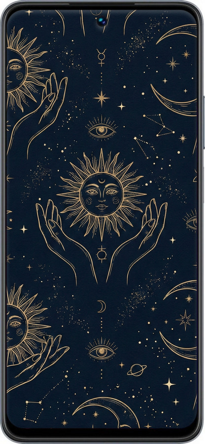 TPU чехол Celestial Harmony: Sun & Moon Gold Mystic Pattern для Realme C55 - 6778b-2992 изображение 