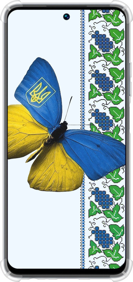 Силикон с усиленными углами чехол Желто-голубая бабочка для Realme C55 - 1054sp-2992 изображение 