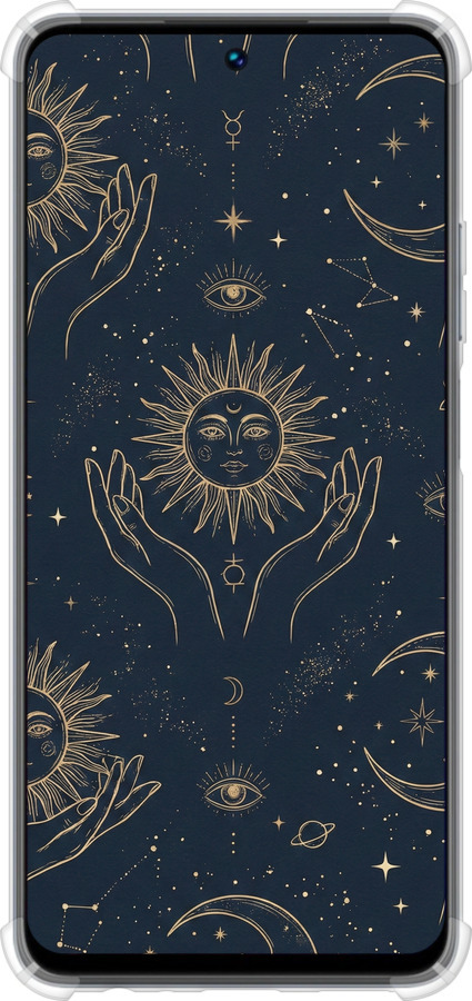 Силіконовий протиударний с посиленими кутами чехол Celestial Harmony: Sun & Moon Gold Mystic Pattern для Realme C55 - 6778sp-2992 изображение 