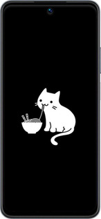 Силиконовый чехол С милым котом на черном фоне для Realme C55 - 6528u-2992 изображение 