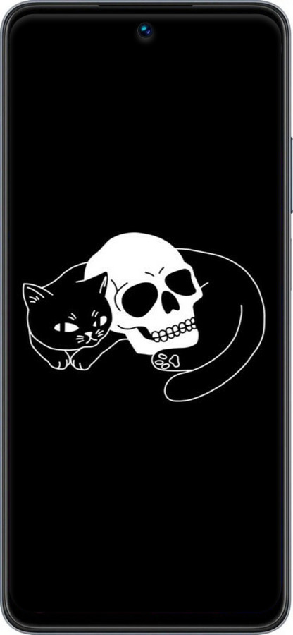 Силіконовий чехол Із зображенням кота та черепа для Realme C55 - 6491u-2992 изображение 