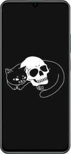 TPU чехол С изображением кота и черепа для Realme C61 - 6491b-3781 изображение 
