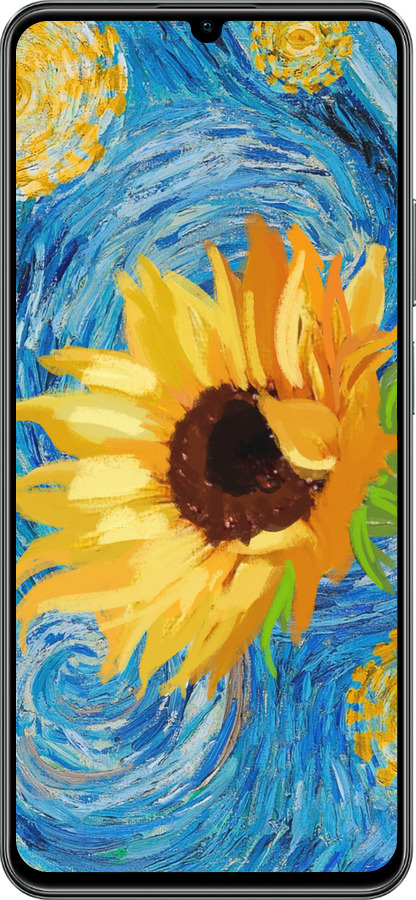 TPU чехол Цветы желто-голубые для Realme C61 - 5308b-3781 изображение 