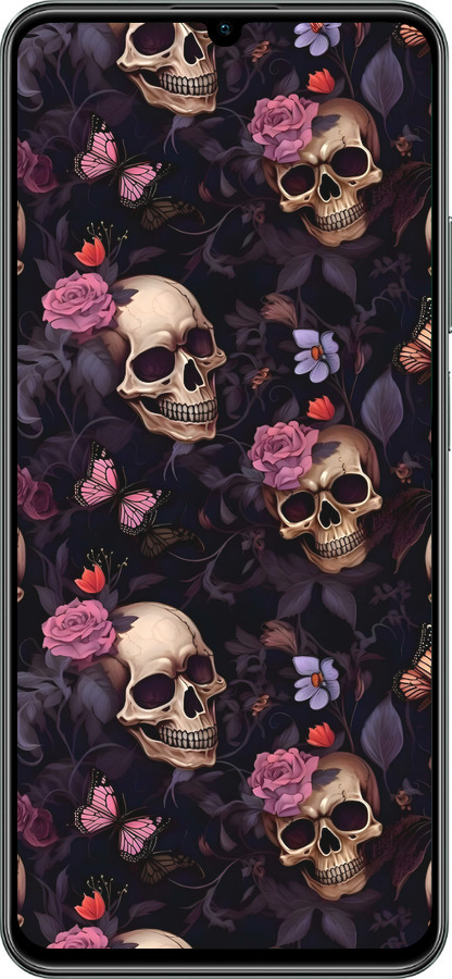TPU чехол Черепи та троянди для Realme C61 - 6316b-3781 изображение 