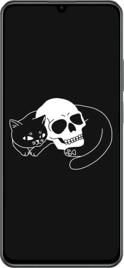 TPU чехол С изображением кота и черепа для Realme C61 - 6491b-3781 изображение 