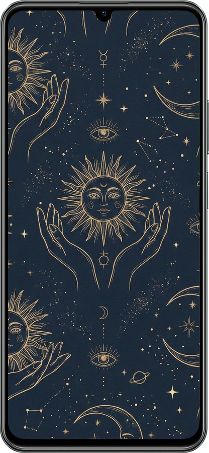 TPU чехол Celestial Harmony: Sun & Moon Gold Mystic Pattern для Realme C61 - 6778b-3781 изображение 