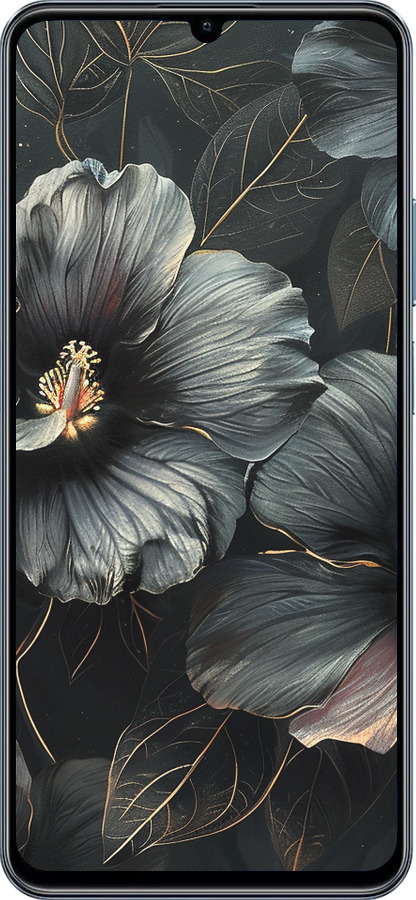TPU чехол Черные цветы для Realme C63 4G - 6031b-3745 изображение 