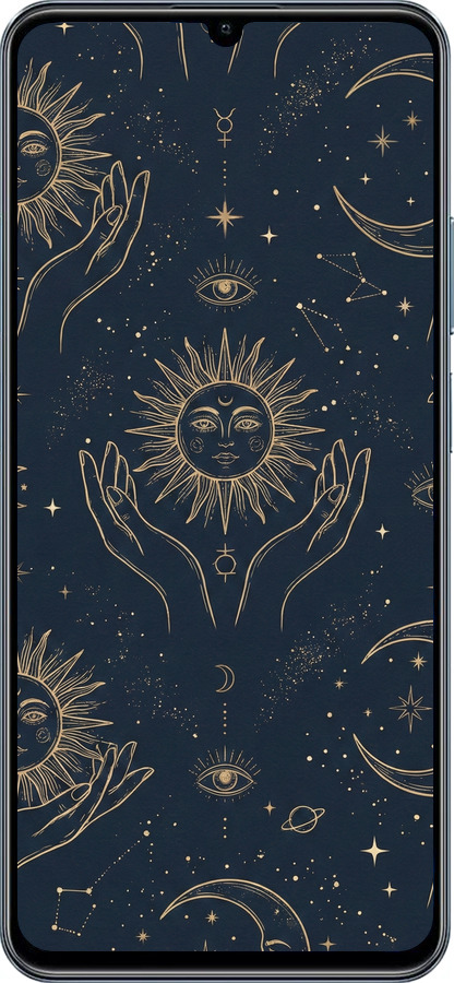 TPU чехол Celestial Harmony: Sun & Moon Gold Mystic Pattern для Realme C63 4G - 6778b-3745 изображение 