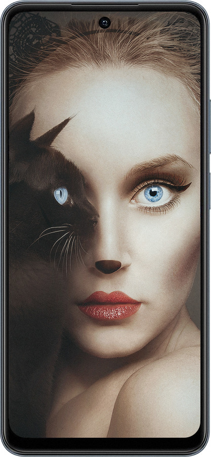 TPU чехол Взгляд женщины и кошки для Realme C65 4G - 4041b-3719 изображение 
