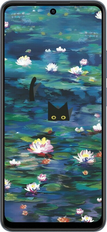 TPU чехол с изображением водяных лилий и кошек для Realme C65 4G - 6257b-3719 изображение 
