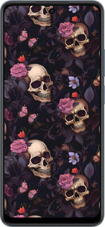 TPU чехол Черепа и розы для Realme C65 4G - 6316b-3719 изображение 