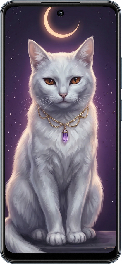 Силіконовий чехол Mystic White Cat Gothic Dark Purple Gold для Realme C65 4G - 6805u-3719 изображение 