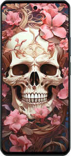 Силіконовий чехол Череп у рожевих квітах для Realme C71 - 5965u-4089 изображение 