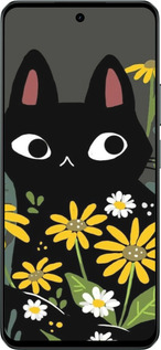 Силиконовый чехол Черный кот с цветами для Realme C71 - 6448u-4089 изображение 