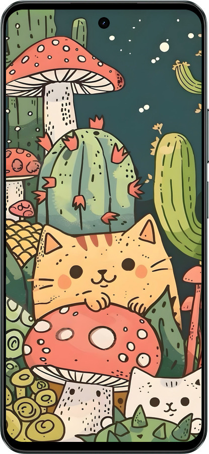 Силиконовый чехол Коты грибы для Realme C71 - 6321u-4089 изображение 