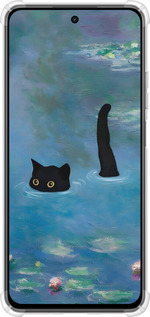 Силикон с усиленными углами чехол С изображением кота и водяной лилии Monet для Realme C75x - 6519sp-4506 изображение 