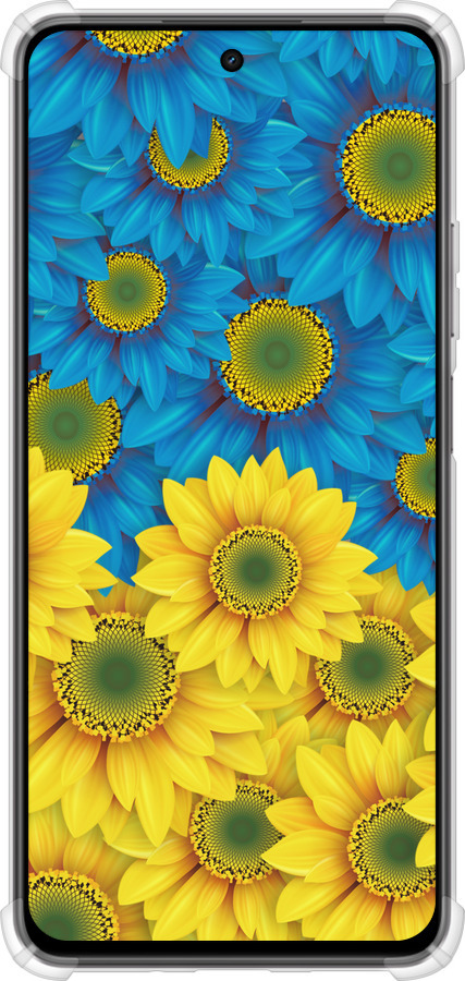 Силикон с усиленными углами чехол Жёлто-голубые цветы для Realme C75x - 1048sp-4506 изображение 
