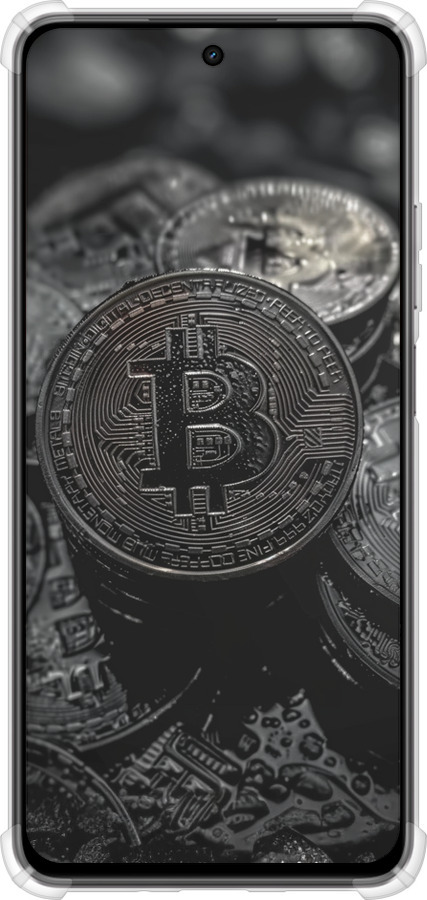 Силикон с усиленными углами чехол Black Bitcoin для Realme C75x - 6090sp-4506 изображение 