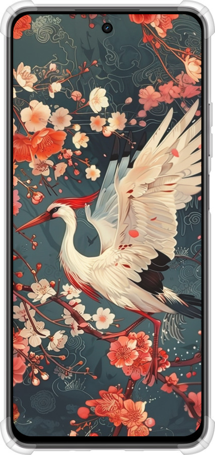 Силикон с усиленными углами чехол Сакура и аист для Realme C75x - 6108sp-4506 изображение 