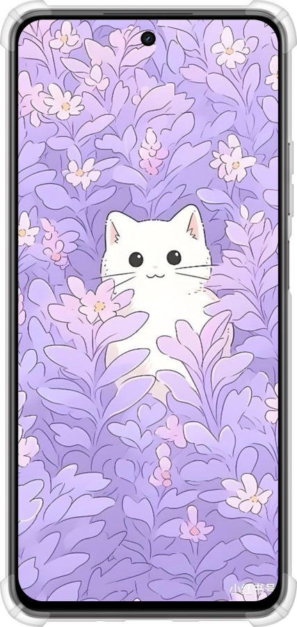 Силикон с усиленными углами чехол Котик в цветах для Realme C75x - 6390sp-4506 изображение 