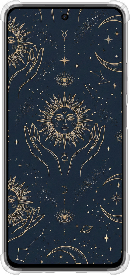 Силіконовий протиударний с посиленими кутами чехол Celestial Harmony: Sun & Moon Gold Mystic Pattern для Realme C75x - 6778sp-4506 изображение 