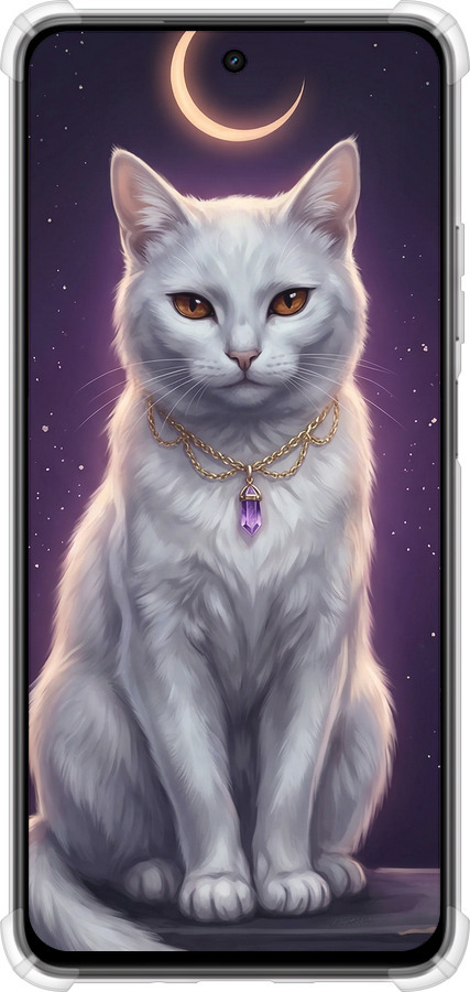 Силикон с усиленными углами чехол Mystic White Cat Gothic Dark Purple Gold для Realme C75x - 6805sp-4506 изображение 